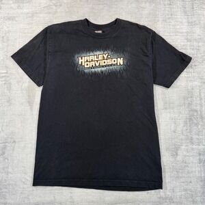 Harley Davidson Shirt Mens XL Black Vintage Y2K Flame Eagle Napoleon Ohio Biker
